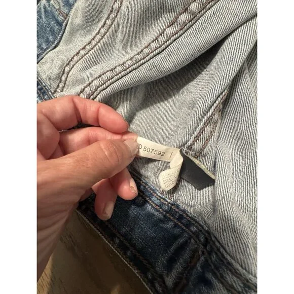 Abercrombie & Fitch Denim Jacket Women Large Blue Button Distressed Y2k 90s - Picture 9 of 11